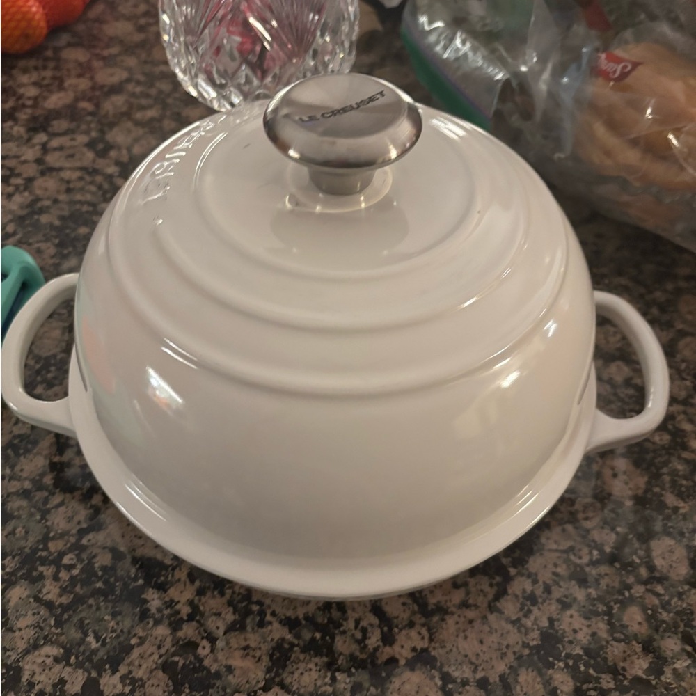 Le Creuset White Casserole Dish with Lid